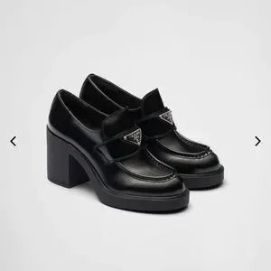 サンダル・ミュール PRADA | Chocolate high-heeled brushed leather loafers Prada - Chocolate High-Heeled Brushed Leather Loafers | HBX